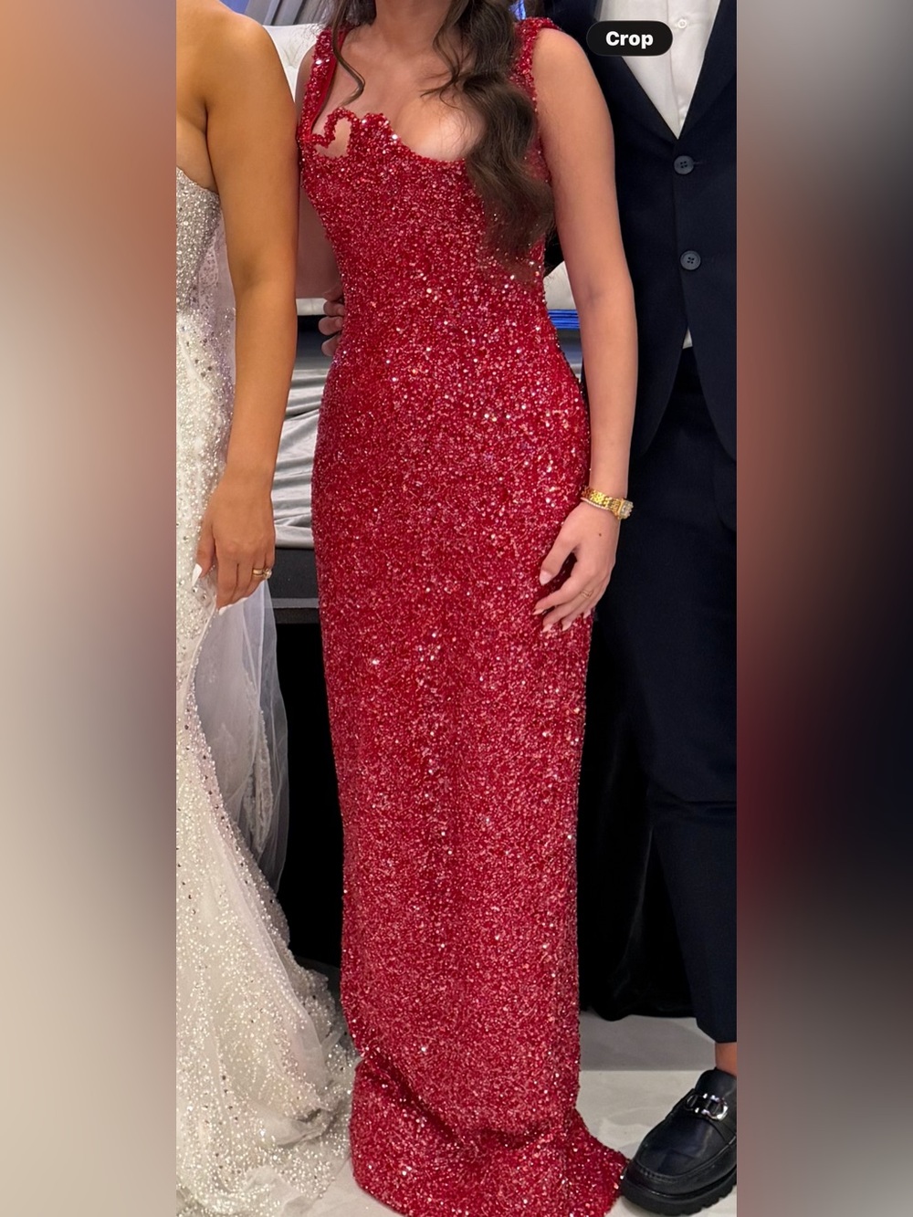 Red Sequin Evening Gown - Elegant Sleeveless Formal Dress